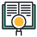 book and magnifying glass icon